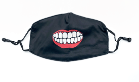 3 ply Black printed PPE mask with large teeth